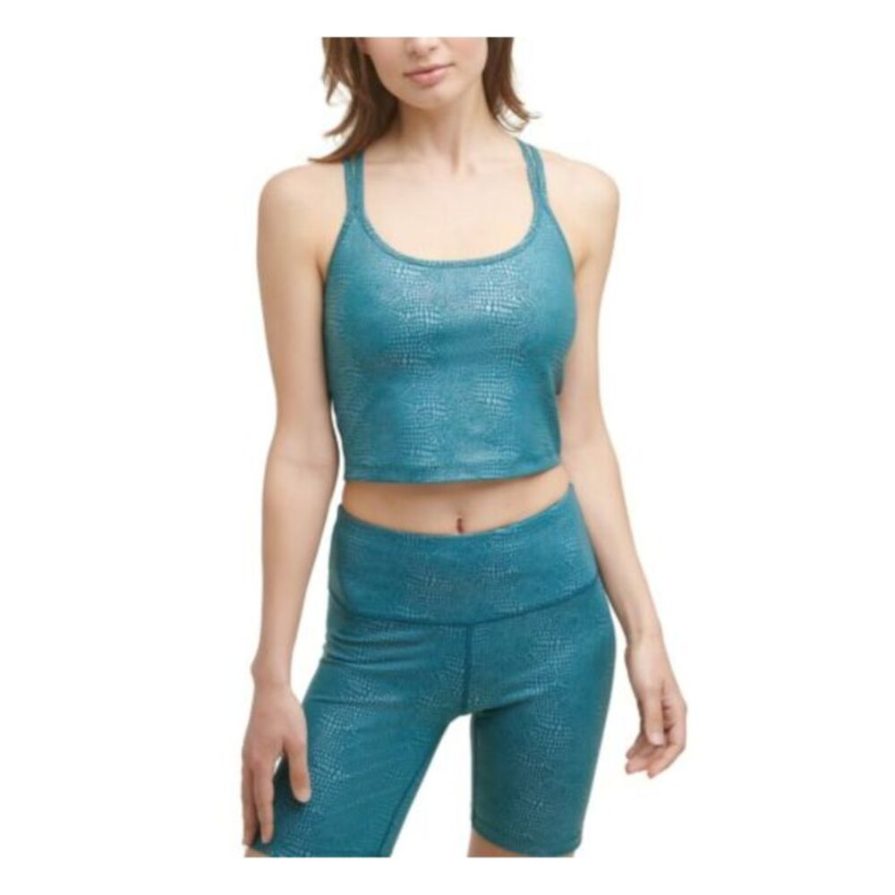 CALVIN KLEIN Womens Teal Moisture Wicking Fitted Straps Active Wear Tank Top L